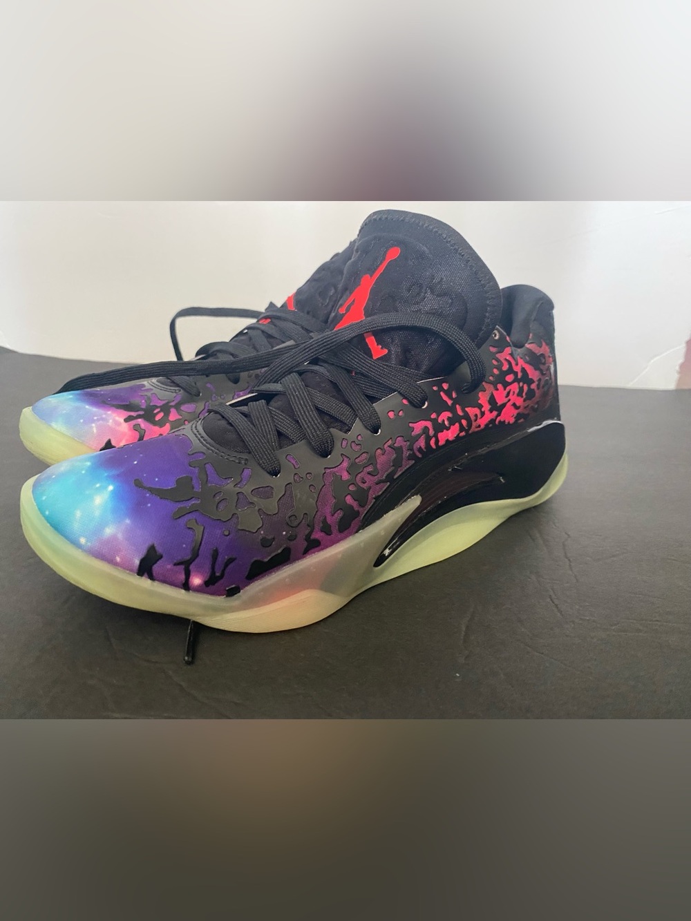 Jordan Kids Galaxy Print Sneakers in Black, Purple, Pink, Blue
